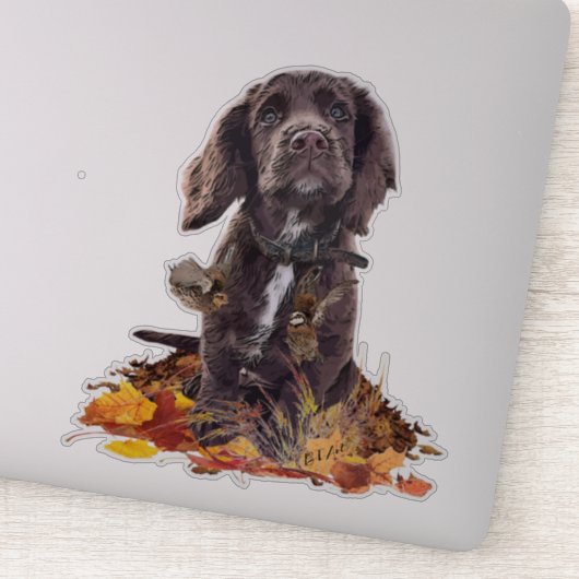 Sticker Chien spaniel spaniel cocker au chocolat (Détail)