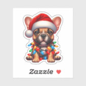 Sticker Chien-taureau français de Noël mignon (Feuille)