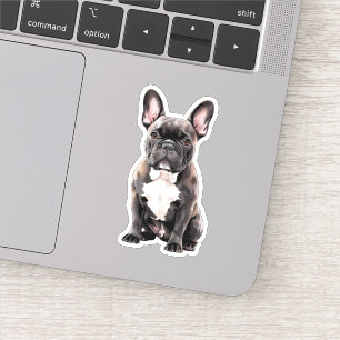 Sticker Chien-taureau français noir et blanc