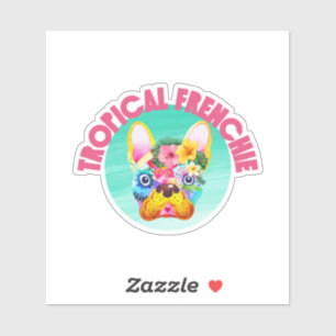Sticker Chien-taureau français tropical, lumineux et color