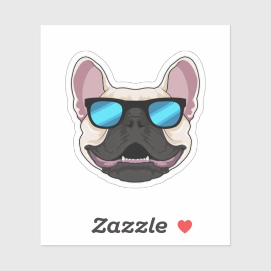 Sticker Chien-taureaux français avec lunettes de soleil (Feuille)