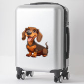 Sticker Chien teckel de dessin animé mignon (Sur valise)