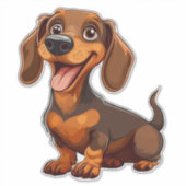 Sticker Chien teckel de dessin animé mignon (Devant)
