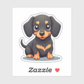 Sticker Chien Teckel Joueur – Style Chibi (Feuille)