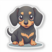 Sticker Chien Teckel Joueur – Style Chibi (Devant)