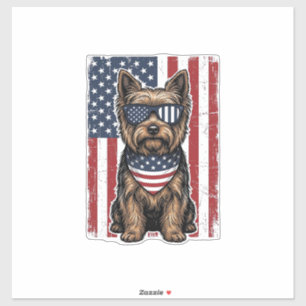Sticker Chien Terrier Patriotique Dessin Vectoriel Drapeau