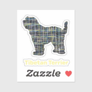 Sticker Chien Tibétain Terrier Silhouette Sceau jaune et n