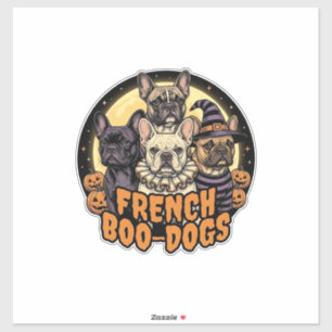 Sticker Chiens Boo-Français Halloween Design Bouledogue Fr
