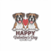 Sticker Chiens Boxer Joyeuse Saint-Valentin Vintage (Devant)