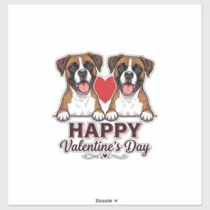 Sticker Chiens Boxer Joyeuse Saint-Valentin Vintage