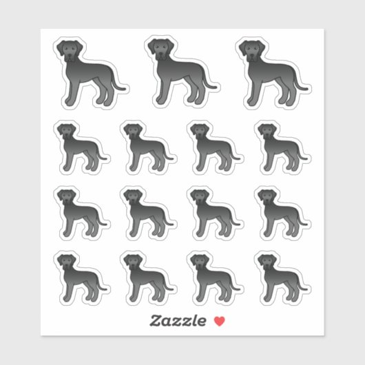 Sticker Chiens caricaturaux noires Great Dane (Feuille)