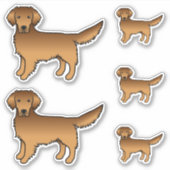 Sticker Chiens caricaturaux rouges Golden Retriever (Devant)