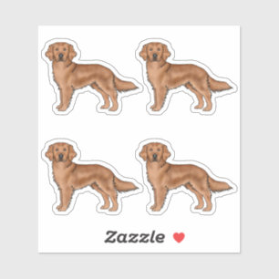 Sticker Chiens caricaturaux rouges Golden Retriever