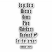 STICKER CHIENS CHATS CHEVAUX VACHES DANS CET ORDRE- FEMME (Devant)