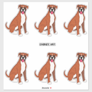 Sticker Chiens de boîte à feutre Six sur une feuille