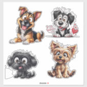 Sticker Chiens de caricature mignons (Feuille)