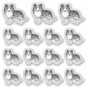 Sticker Chiens de caricature pour chien de mouton bleu Mer (Devant)