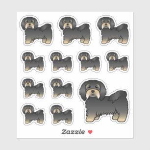 Sticker Chiens De Cartoon Cute Du Havan Noir Et Tan