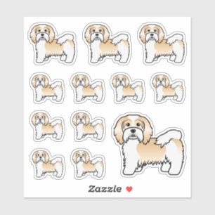 Sticker Chiens De Cartoon Cute Fawn Et White Havanais