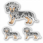 Sticker Chiens De Cheveux Courtes Noirs Et Tan Dapple (Devant)