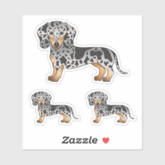 Sticker Chiens De Cheveux Courtes Noirs Et Tan Dapple (Feuille)