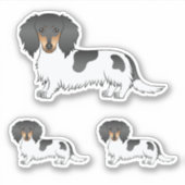 Sticker Chiens De Cheveux Longue Noir Et Tan Piebald (Devant)