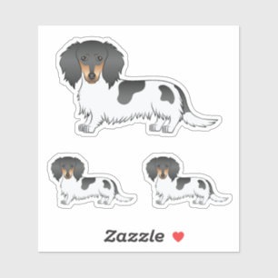 Sticker Chiens De Cheveux Longue Noir Et Tan Piebald