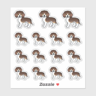Sticker Chiens de dessin animé mignons Beagle tricolore au