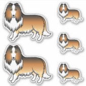 Sticker Chiens de dessin animé mignons Rough Collie Sable (Devant)