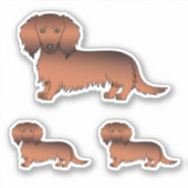 Sticker Chiens de dessin animé teckel à longs poils rouge (Devant)