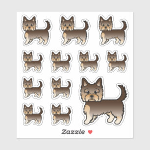Sticker Chiens de dessin animé Yorkshire Terrier au chocol