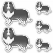 Sticker Chiens de dessin Bi-Black Shetland Sheepdog Shelti (Devant)