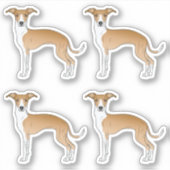 Sticker Chiens De Dessin Grisons Italiens Fawn Et Blanc (Devant)
