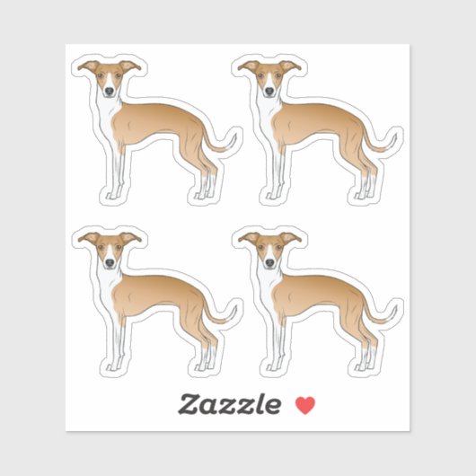 Sticker Chiens De Dessin Grisons Italiens Fawn Et Blanc (Feuille)