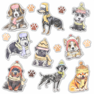 Sticker Chiens de Noël Empreintes de pattes de Noël