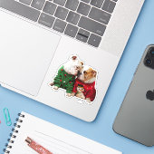 Sticker Chiens de Noël en pulls (Ordinateur portable avec iPhone)