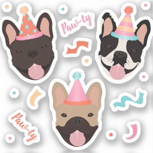 Sticker Chiens de taureaux français Confetti (Recto)