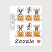 Sticker Chiens de taureaux français heureux Halloween (Feuille)