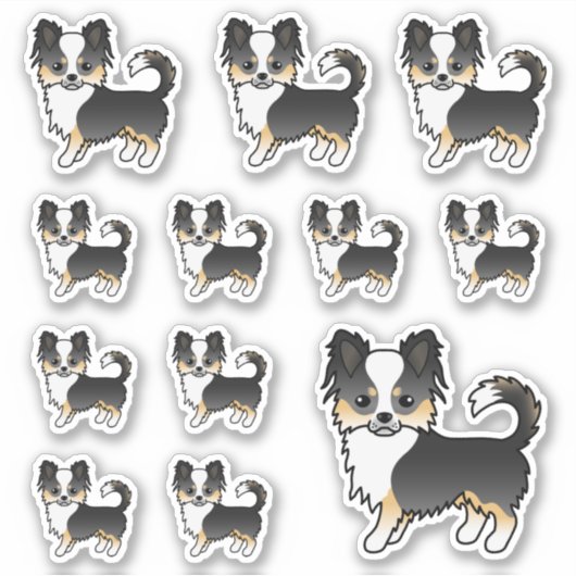 Sticker Chiens en caricature Chihuahua, long manteau de Tr (Devant)