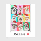 Sticker Chiens et chats avec la barbe du Père Noël (Feuille)