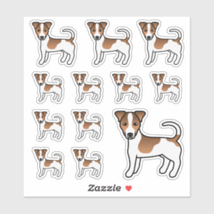 Sticker Chiens Jack Russell Terrier à poil lisse blanc et 