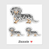 Sticker Chiens Longue Cheveux Noir Et Tan Dapple (Feuille)