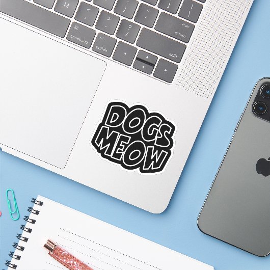 Sticker Chiens Meow (Ordinateur portable avec iPhone)