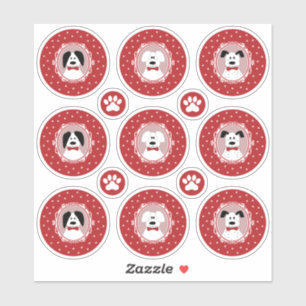 Sticker Chiens mignons avec une Cravate rouge Bow Noël