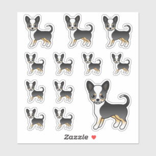 Sticker Chiens mignons Chihuahua à poil lisse tricolore no