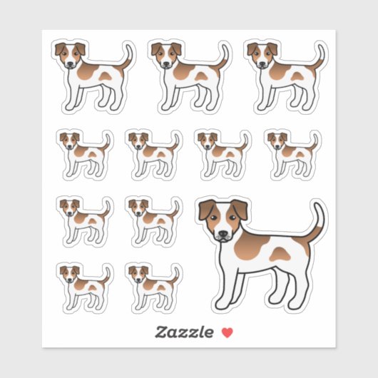 Sticker Chiens Mignons Danois-Suédois Brun Et Blanc (Feuille)