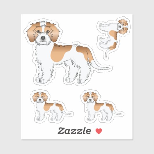 Sticker Chiens Mini Goldendoodle couleur parti abricot (Feuille)