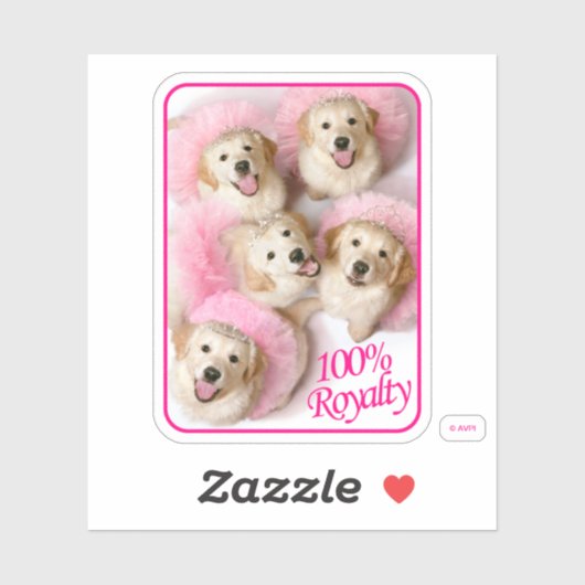 Sticker Chiens princes à Tiaras (Feuille)