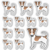 Sticker Chiens Russell Terrier blancs et tan lisse (Devant)