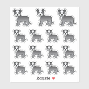 Sticker Chiens Staffordshire Bull Terrier bleu et blanc